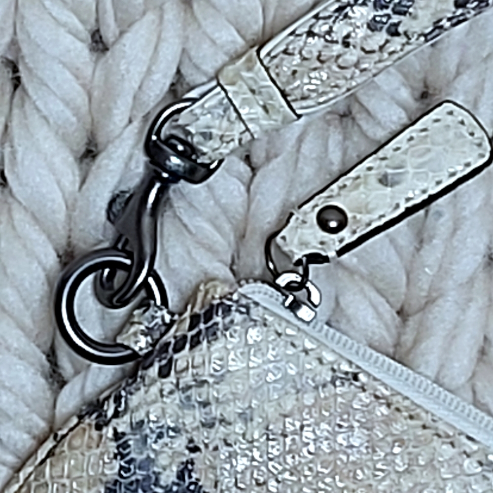 Coach Cream & Gold Python Print Leather Wristlet - Picture 4 of 6